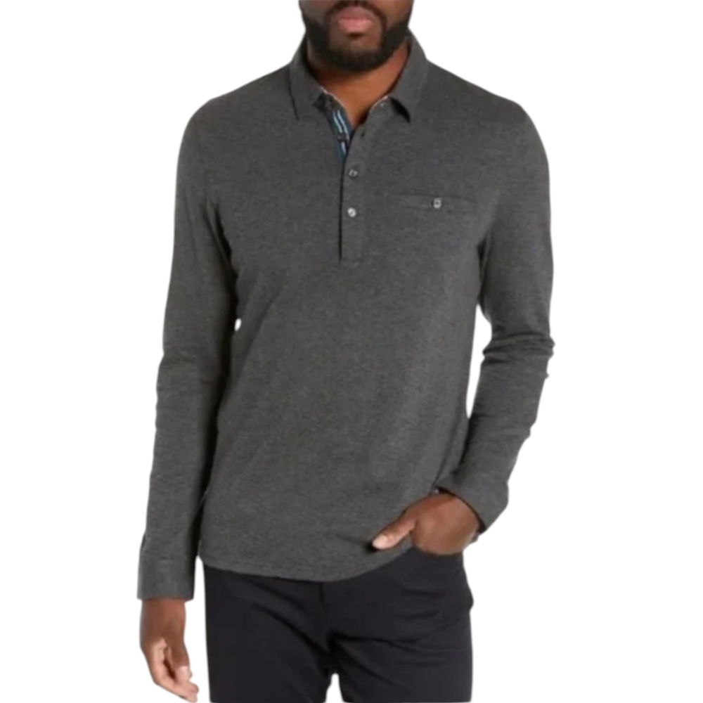 Ted Baker London Grey Long Sleeve Polo Shirt Size 1 XS